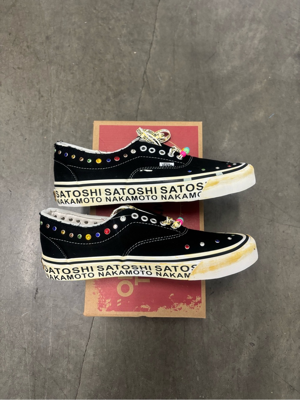 Vans Black Low-Top Canvas Sneakers with Multicolor Studs